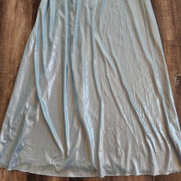 Retrofete Yesi Dress in Blue Silver XXL NWT Metallic Maxi Spaghetti Straps - Picture 10 of 13